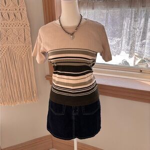 Early 90’s Northern Reflections Striped Ribbed Tee 💚